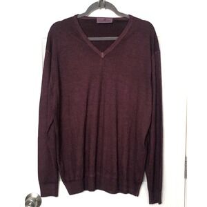 Della Ciana Luxury Old Days 100% Cashmere Sweater Mens Size 58  Burgundy V Neck